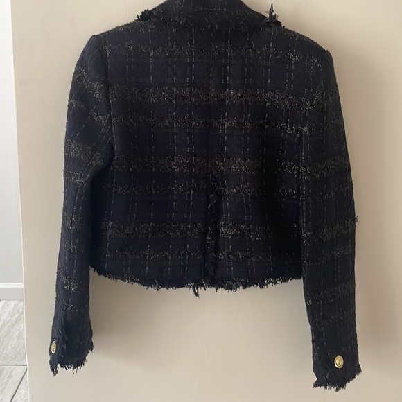 NWT Karen Millen Tweed Gold Button Cropped Frayed Edge Jacket - Picture 5 of 5